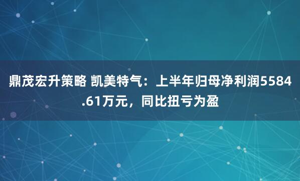 鼎茂宏升策略 凯美特气：上半年归母净利润5584.61万元，同比扭亏为盈